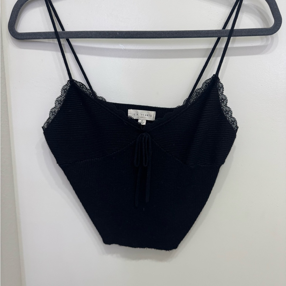 Black Lace Trim Camisole Top
